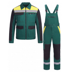 Костюм ProfLineBase-2 (тк.Твил,210) п/к, зеленый/черный/желтый